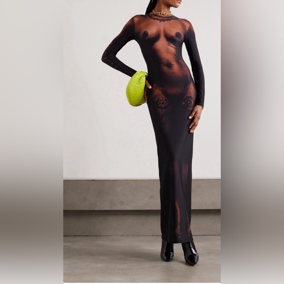 JEAN PAUL GAULTIER
Printed Long Sleeve High Neck Dress in Brown - Picture 4 of 5